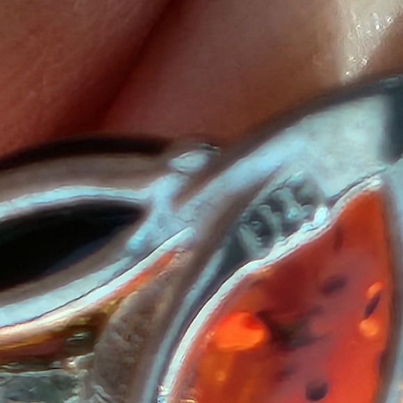 Sterling & Amber Hinged Earrings - Picture 3 of 8